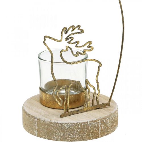 Product Tealight holder reindeer and poinsettia metal Ø10cm H24cm