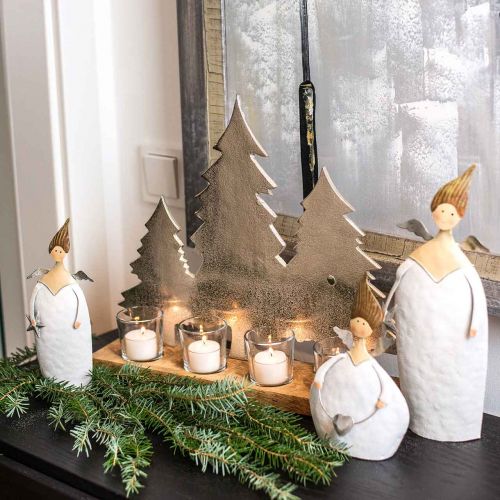 Floristik24 Tealight holder Tannen Mango, metal silver 38 × 34cm 4 tealight glasses