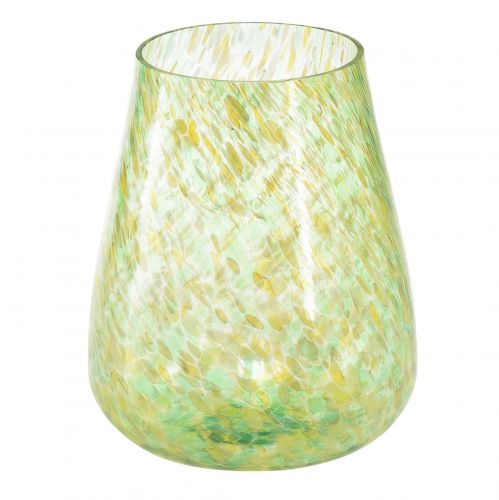 Tealight holder lantern glass yellow green Ø12cm H14.5cm