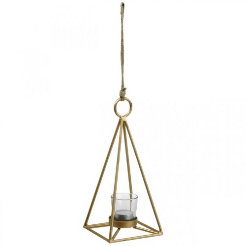 Floristik24 Tealight holder hanging gold metal decoration lantern 12.5×12.5×28cm