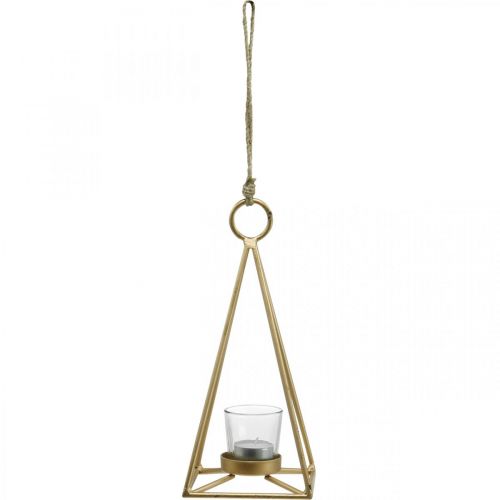 Floristik24 Tealight holder hanging gold metal decoration lantern 12.5×12.5×28cm