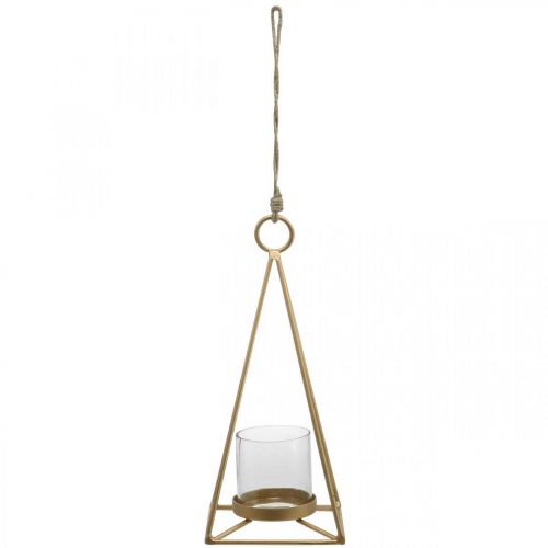 Floristik24 Lantern hanging gold candle holder for hanging 15×15×38cm