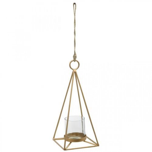 Floristik24 Lantern hanging gold candle holder for hanging 15×15×38cm