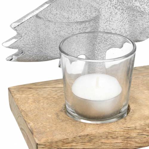 Floristik24 Tealight holder Tannen Mango, metal silver 38 × 34cm 4 tealight glasses