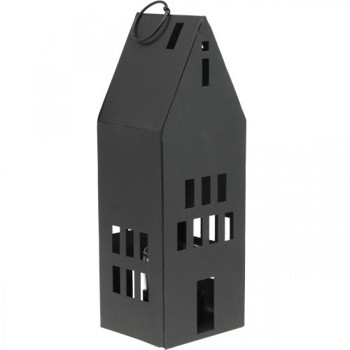 Floristik24 Tea light house, lantern house metal black Ø4.4cm H26cm