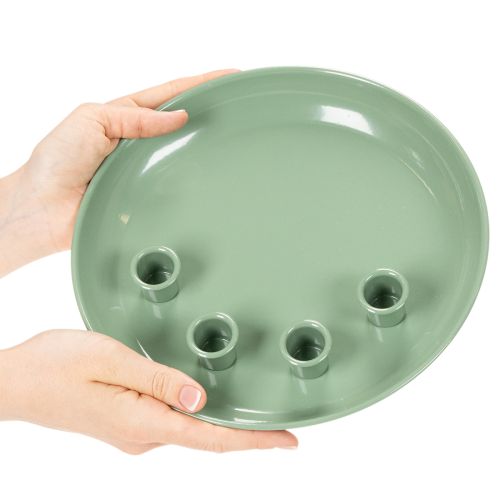 Candle plate Advent wreath green with four candle holders 24cm | Floristik24.ie