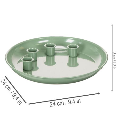 Candle plate Advent wreath green with four candle holders 24cm | Floristik24.ie