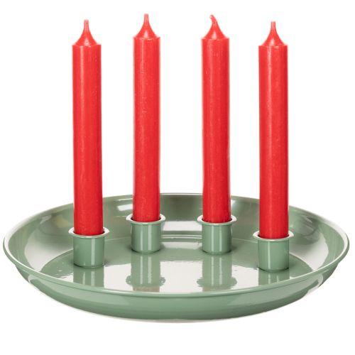 Candle plate Advent wreath green with four candle holders 24cm | Floristik24.ie