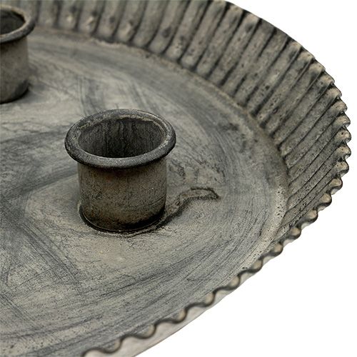 Product Plate with 4 candle holders Ø25cm H3cm Grey