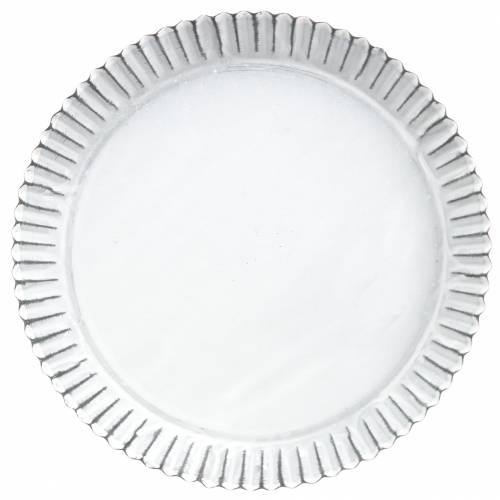 Floristik24 Decorative plate baking pan zinc white Ø19.5cm H2cm