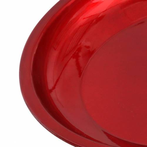 Product Decorative plate made of metal red with glaze effect Ø23cm