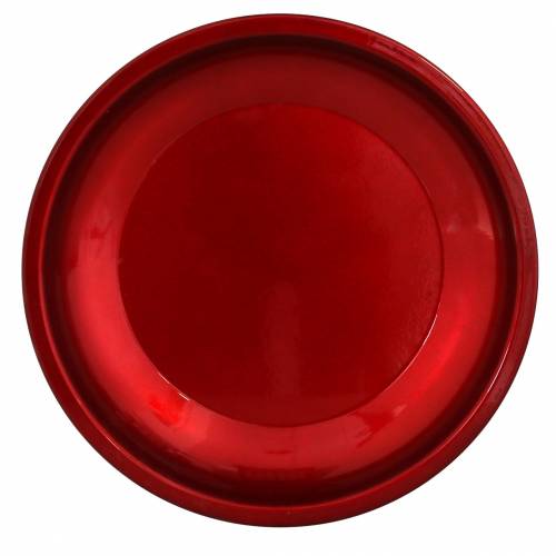 Product Decorative plate made of metal red with glaze effect Ø23cm