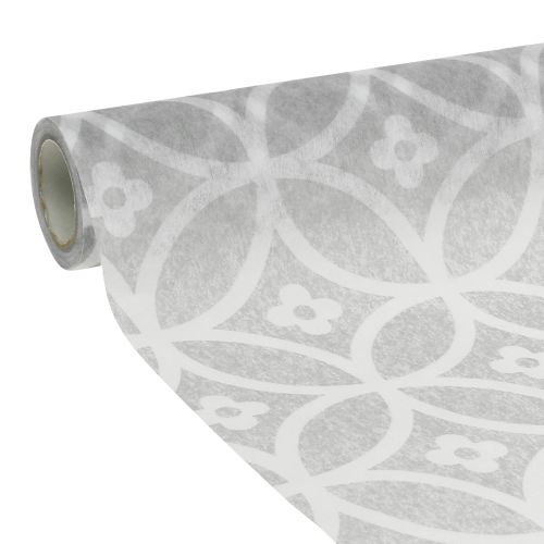 Floristik24 Table tape fleece with pattern gray 30cm x 300cm