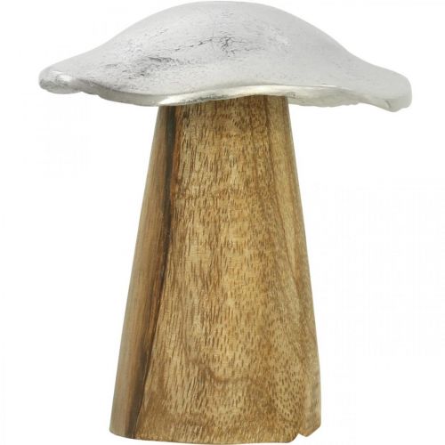 Floristik24 Table decoration deco mushroom metal wood silver wooden mushroom H10cm