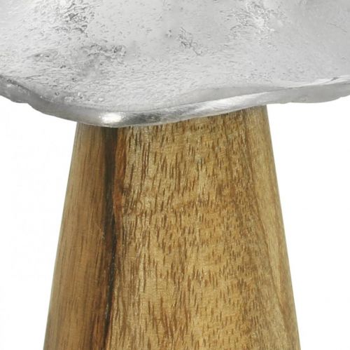 Floristik24 Table decoration deco mushroom metal wood silver wooden mushroom H10cm