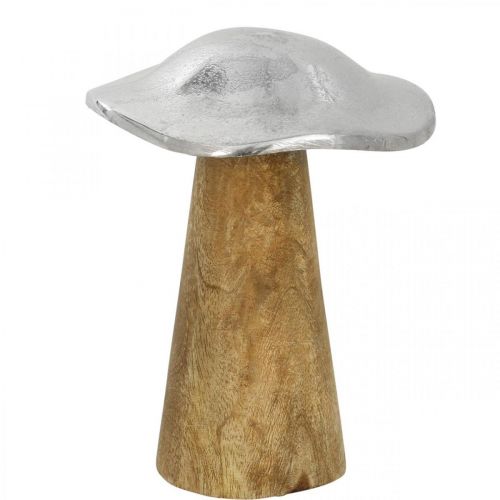 Product Table decoration deco mushroom metal wood silver wooden mushroom H14cm