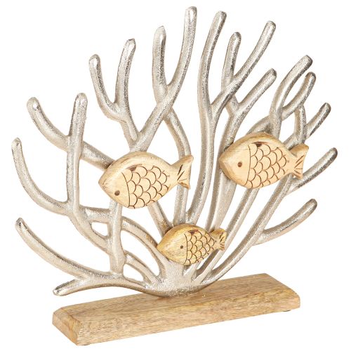 Table decoration maritime coral decoration fish wood metal L30cm