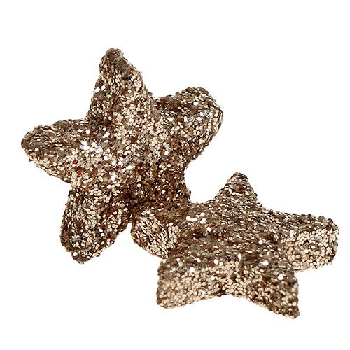 Floristik24 Table decoration star mica champagne 1.5cm 144p