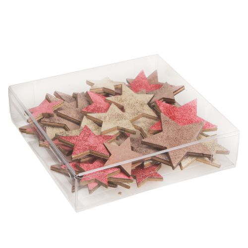 Product Table decoration stars wood Christmas 3 colours Ø3–5cm 48 pcs