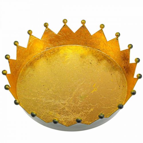 Floristik24 Table decoration Christmas crown black gold Ø16.5cm H6cm