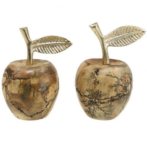 Table decoration wood apple wood decoration deco apple wood H11 cm Ø6.5cm 2pcs