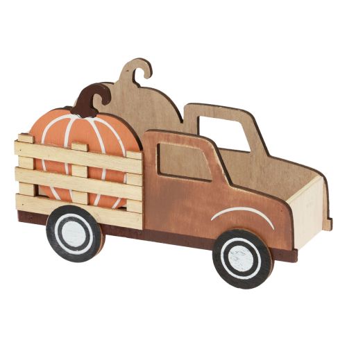 Table decoration autumn pumpkin decoration delivery truck wood 20×7.5×12.5cm