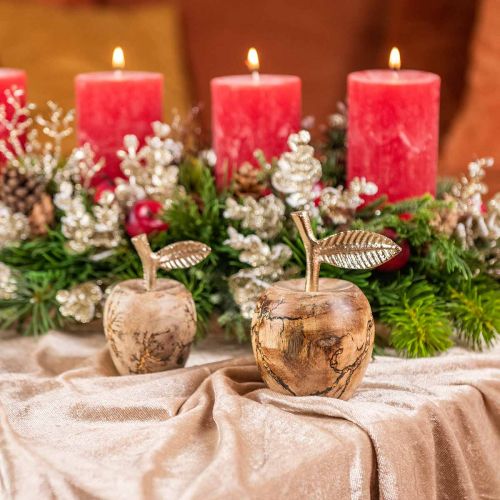 Floristik24 Table decoration wood apple Wood decoration deco apple H13.5cm Ø8cm 2pcs