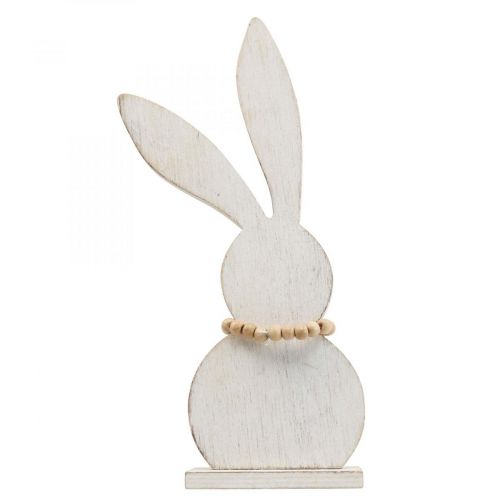Table decoration Easter bunny standee wood white/nature H27cm 2pcs