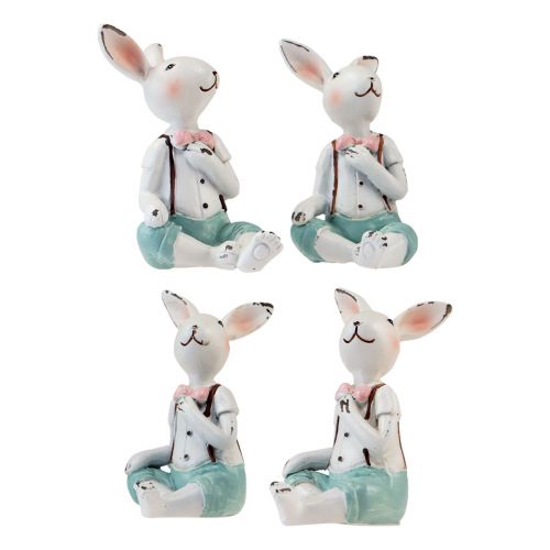 Table decoration Easter bunny boys white blue pink 8.5cm 4pcs