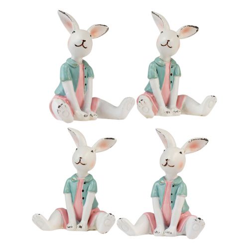 Table decoration Easter bunny girl white blue pink 8.5cm 4pcs