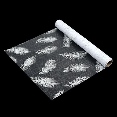 Floristik24 Table runner with feather pattern 30cm x 500cm