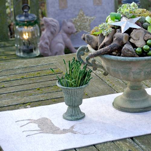 Floristik24 Table runner felt deer nature 30cm x 120cm