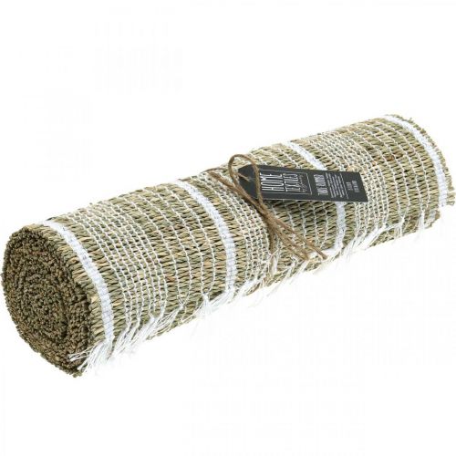 Floristik24 Table runner seagrass natural, white table decoration summer 35×220cm