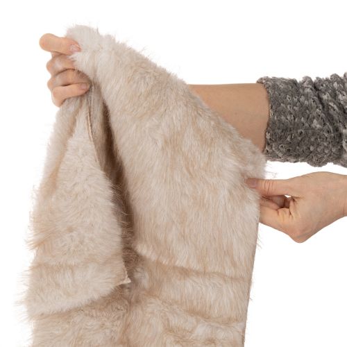 Beige table runner with faux fur surface as a fur band, 24x140cm | Floristik24.ie