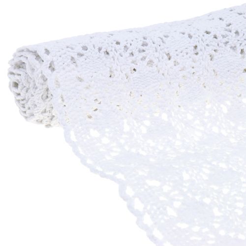 Floristik24 Table runner crochet lace white 30cm x 140cm