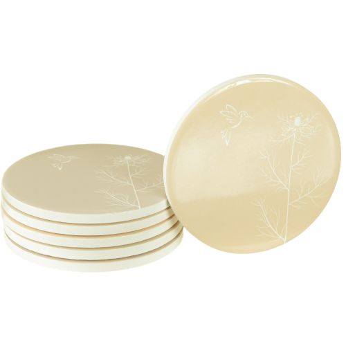 Table Coasters Spring Bird Brown White Ø11cm 6 pcs
