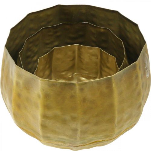 Product Metal decorative flower pot brass Ø22.5/18.5/14.5cm set of 3