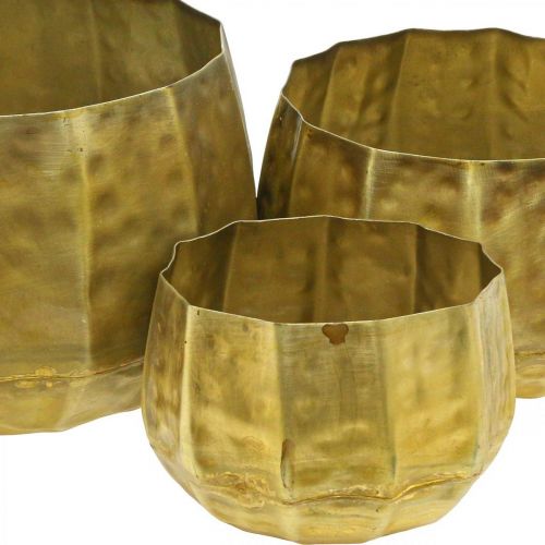 Product Metal decorative flower pot brass Ø22.5/18.5/14.5cm set of 3