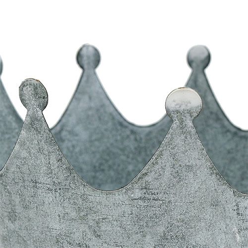 Floristik24 Zinc crown washed gray Ø10cm H9.5cm 6pcs