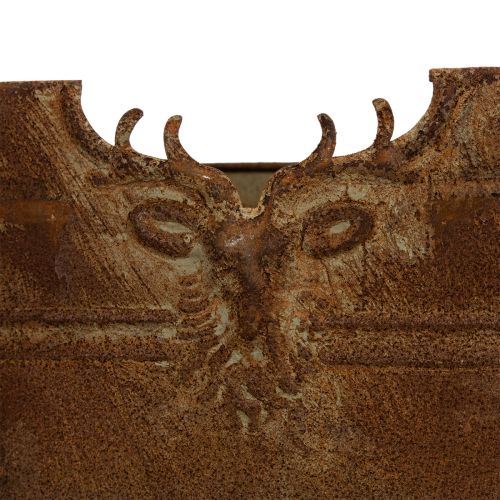 Oval metal bowl with handles, deer motif, rust finish, 36cm | Floristik24.ie