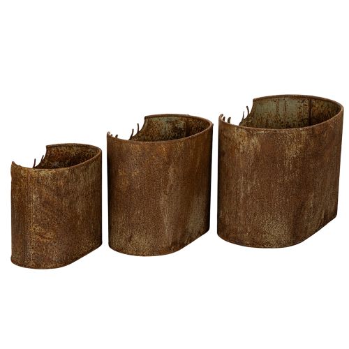 Plant pot deer metal oval rustic set of 3 24cm | Floristik24.ie