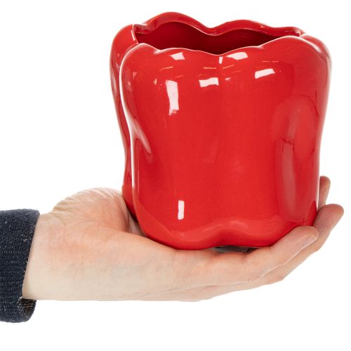 Product Red and Green Pepper Ceramic Planter for modern kitchen decor, suitable for any interior style, 13cm, 2 pieces