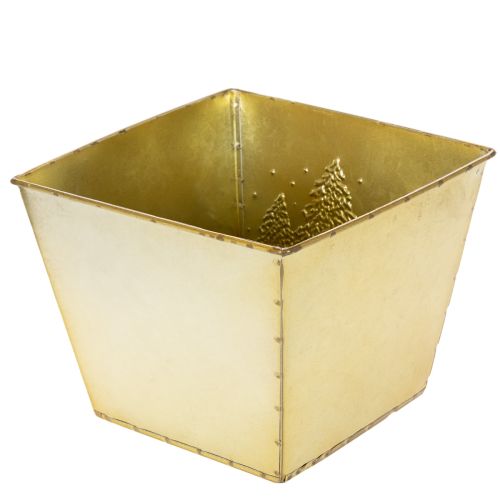 Metal planter with glittering fir tree motif, 18cm | Floristik24.ie