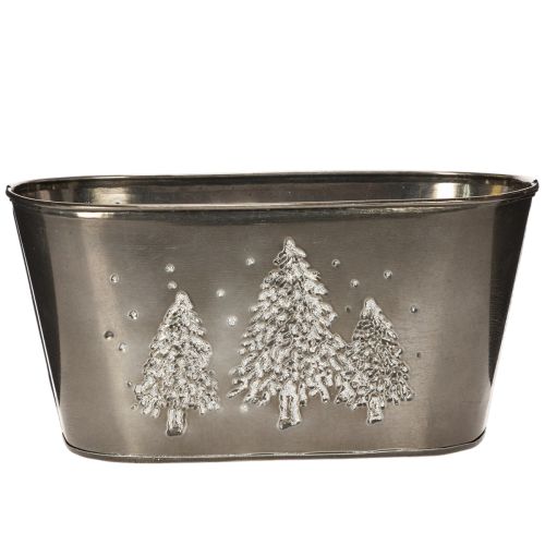 Oval planter with embossed fir tree design, 25cm