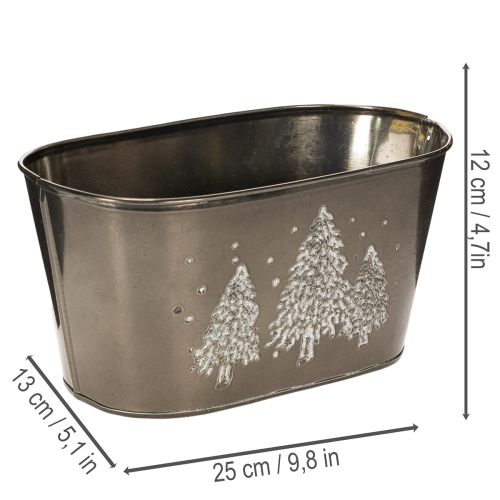 Oval planter with embossed fir tree design, 25cm | Floristik24.ie