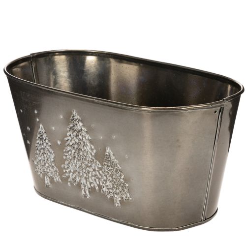 Oval planter with embossed fir tree design, 25cm | Floristik24.ie
