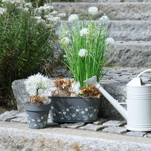 Product Flower pot with delicate wildflower design, practical use on balcony or terrace, 15cm, 3 pieces
