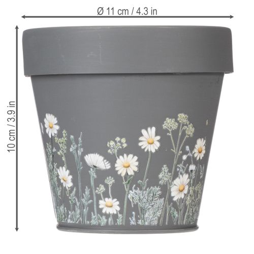 Product Flower pot with daisy motif for stylish interior design, 11cm, 4 pieces