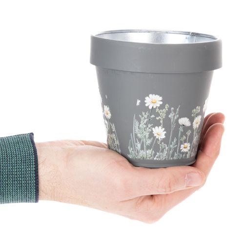 Product Flower pot with daisy motif for stylish interior design, 11cm, 4 pieces