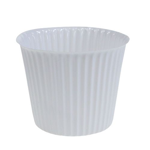 Pot with grooves made of plastic Ø10cm H8cm white 25pcs
